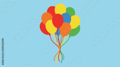Fotografie A bunch of colorful balloons floating.
