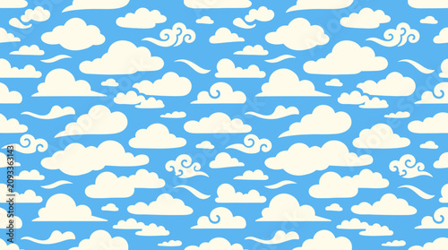 Fotografía A serene blue sky filled with white clouds.