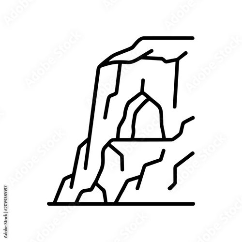 Billede på lærred Simple line drawing of a cave.