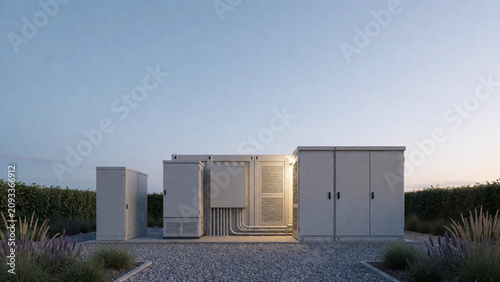 Modular Community Battery Storage At Blue Hour