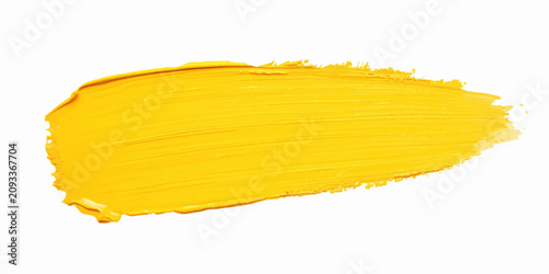 Yellow Watercolor Paint Brush Stroke Isolated on White Background with Artistic Texture Design