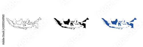 Quadro su tela Map of Indonesia showing its archipelago nature and island geography