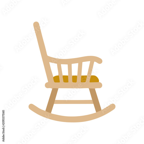 Fotografia Wooden Rocking Chair with Cushion.