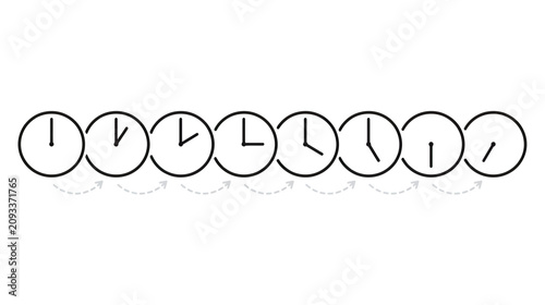 Fényképezés Sequential Clocks Showing Time Passing, Concept of Time Flow, Chronology