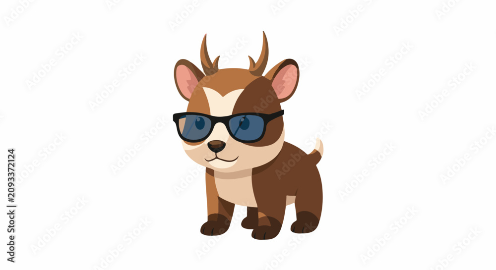 Fototapeta premium Adorable cartoon fawn with sunglasses