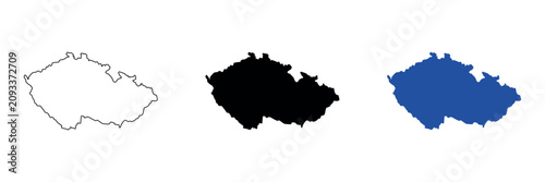 Obraz na płótnie Outline map of the Czech Republic in three distinct styles for design