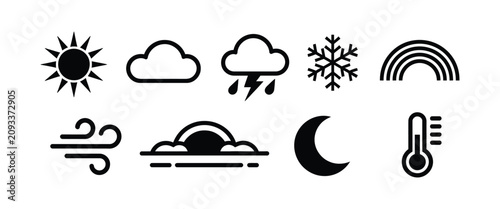 Fotografía Weather icons featuring sun rain snow wind temperature cloud storm and atmospher