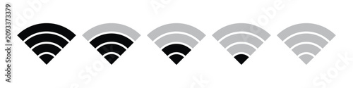 Cuadro en lienzo WiFi Signal Strength Icon Set with Five Network Levels Flat Vector Collection