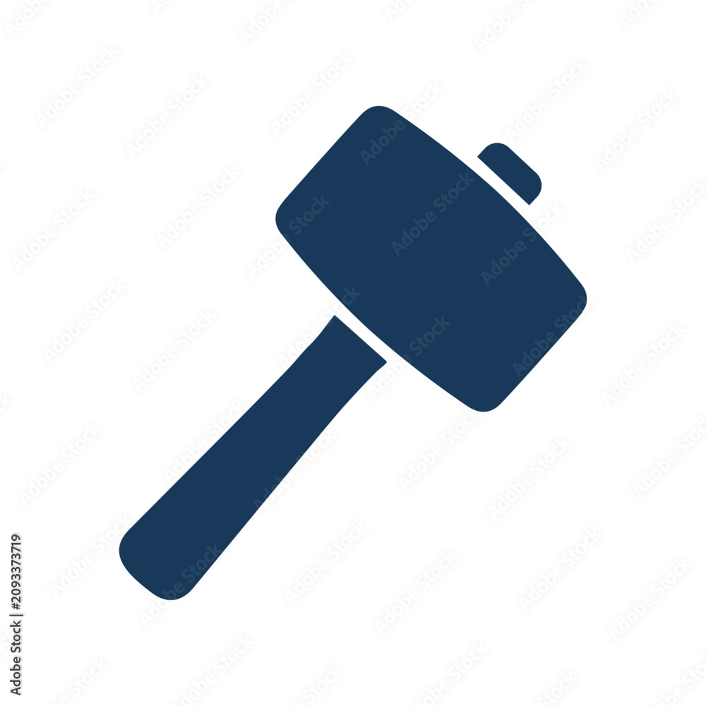 Foto Dark blue rubber mallet icon symbol.