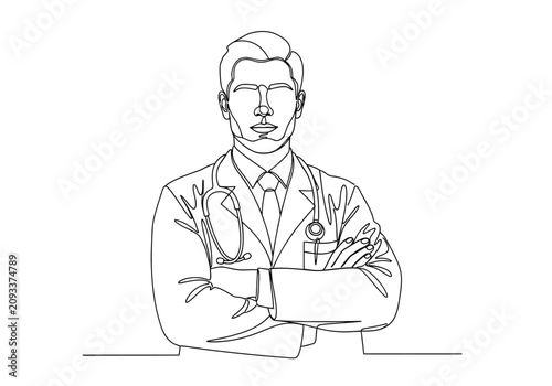 Foto Doctor with stethoscope and crossed arms confident medical hospital