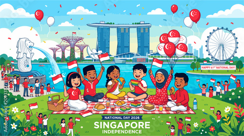 Konstfotografi Happy Singapore National Day 2026 Celebration