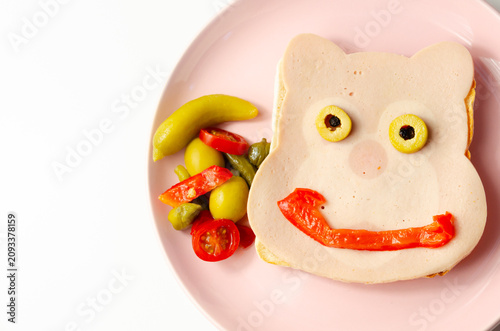 Cute sandwich shaped like a smiling face