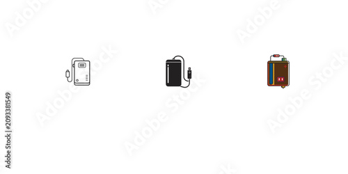 Fotografija Portable power bank outline icon for charging mobile devices anywhere on go
