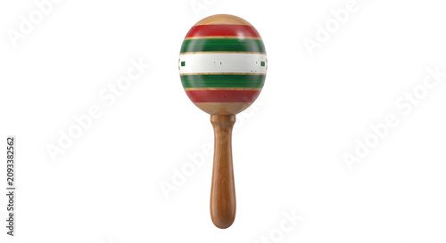 Traditional wooden maraca percussion instrument with striped paint high quality PNG on white background