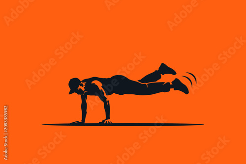 Quadro su tela Kinetic study of a breakdancer performing a horizontal freeze balance on one han