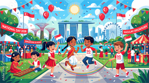 Obraz na płótnie Happy Singapore National Day 2026 Celebration
