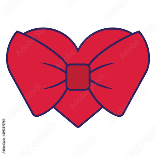 Vector illustration of a butterfly with a bow tie and heart-shaped silhouette in a minimalist design