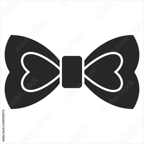 Elegant black bow tie with subtle heart silhouette pattern, vector illustration for formal wear and design