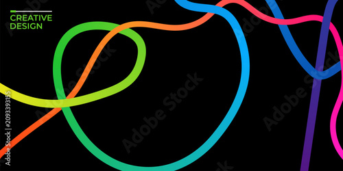 Abstract Gradient Lines Traversing a Dynamic Black Canvas design