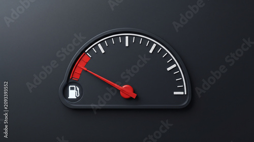 A speedometer with a red needle is displayed on a dark background.