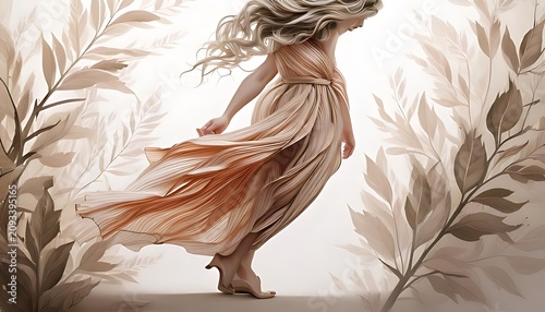 portrait  of a woman walking in the nature