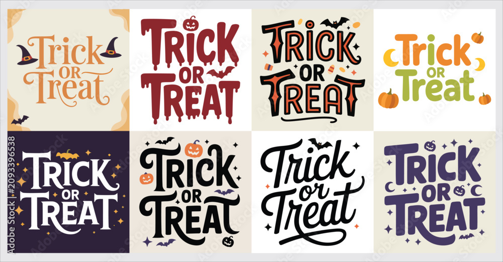 Fototapeta premium Trick or Treat Halloween Typography Bundle with Spooky Fonts
