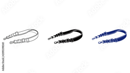 Adjustable Camera and Bag Shoulder Strap Icon Vector Set: Outline, Glyph, and Color Styles