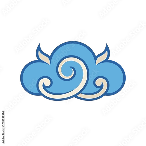 Stylized Blue Cloud with Swirls