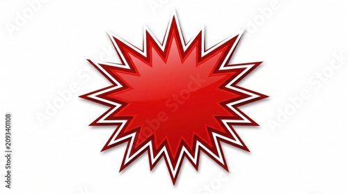 Red Starburst Graphic With White Trim a Striking Visual Element for Emphasis in Various Media