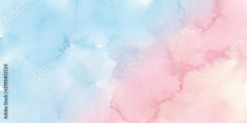Konstfotografi Soft watercolor wash in pastel blue and pink creates a dreamy, ethereal background, perfect for conveying gentleness and serenity