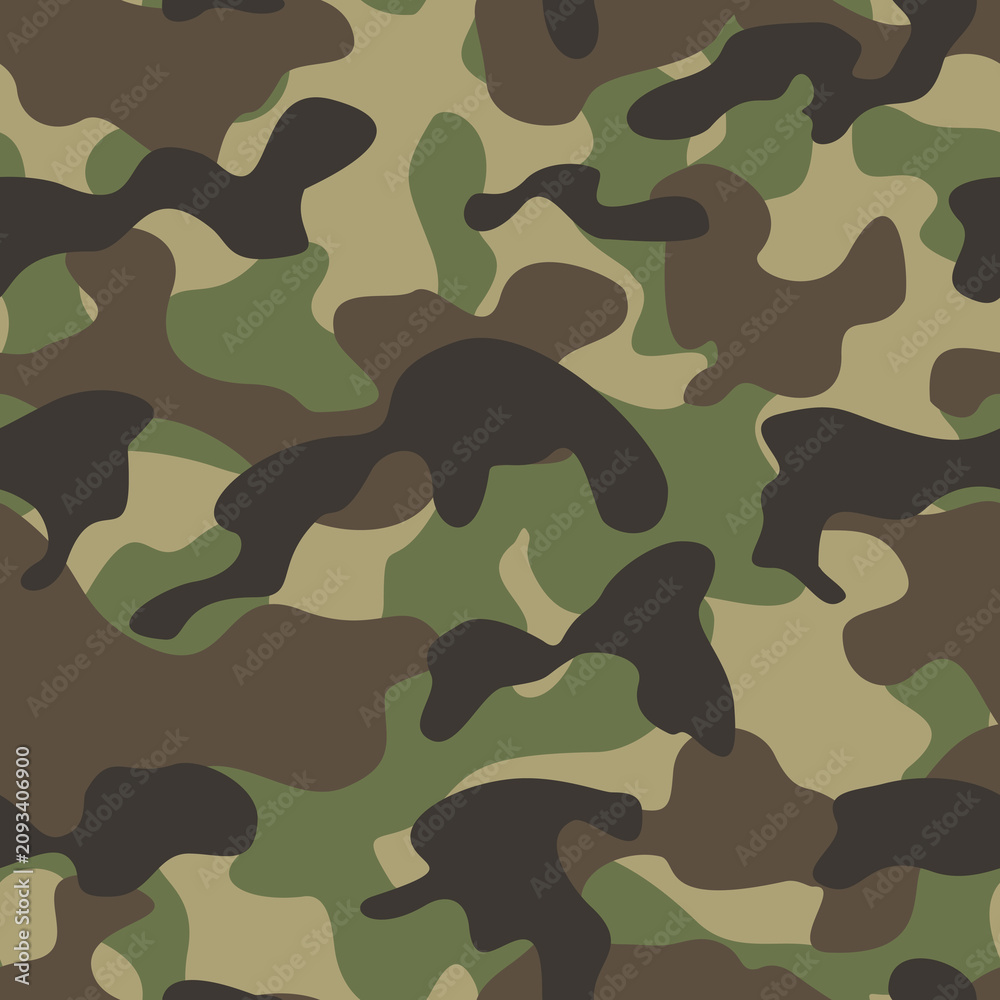 Fototapeta premium Seamless forest camouflage pattern vector background