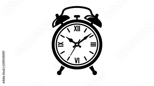 Obraz na plátně Vintage Alarm Clock Silhouette with Roman Numerals