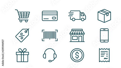 E-commerce vector icons for online shopping