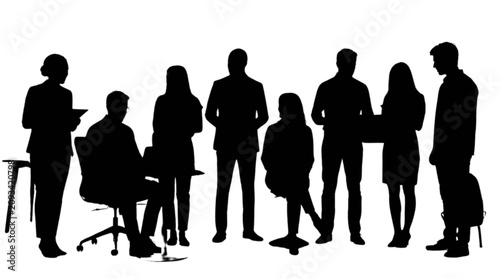 Canvastavla Business team silhouette group of professionals in meeting or discussion
