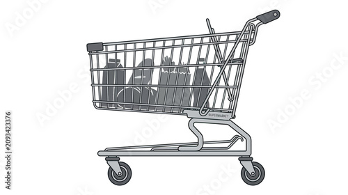 Bild auf Leinwand Shopping Cart Filled with Bottles