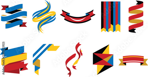 Colorful Ribbon and Banner Elements Set for design