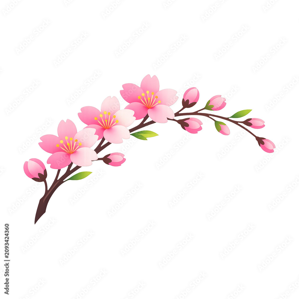 Obraz premium PNG Elegant cherry blossom branch illustration.