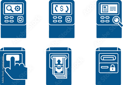 фотографія Atm machine interface icons for digital banking and cash transactions