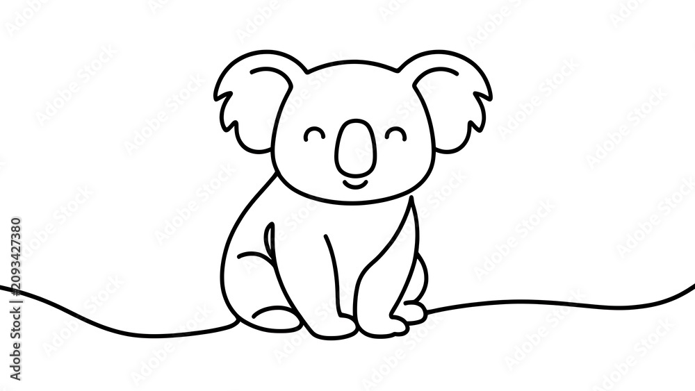 Fototapeta premium Cute koala illustration on white background.