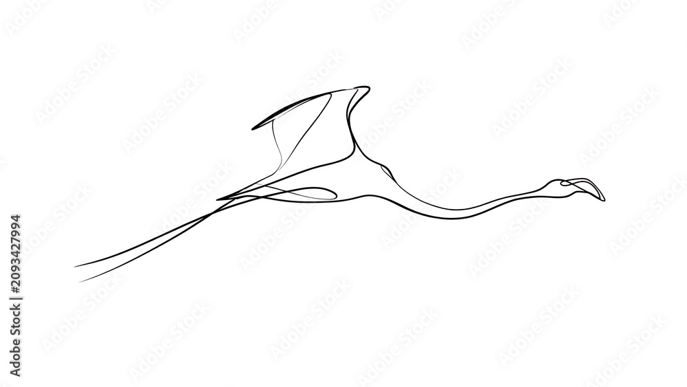 Obraz premium Elegant crane bird illustration on white background.