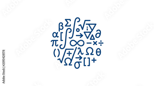 Fotografi Circular Mathematical Symbols and Equations Design.