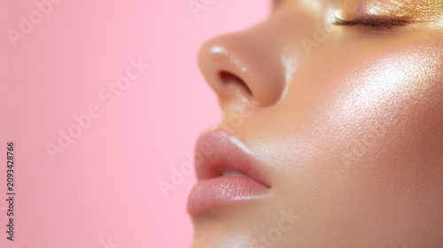 Detailed view of a radiant human face showcasing innovative skincare techniques and modern beauty trends