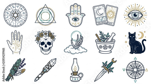 Canvas Print Collection of Mystical and Esoteric Symbols and Icons.