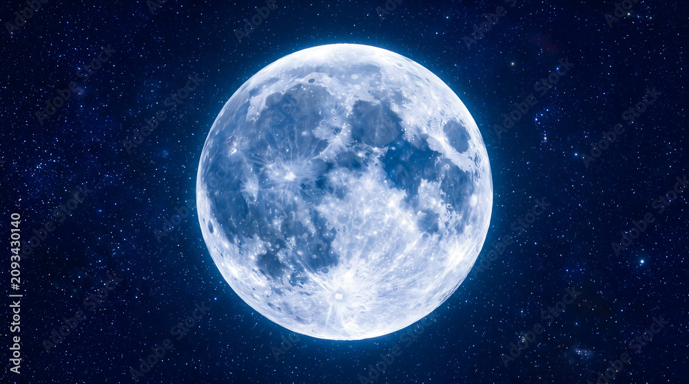 Fototapeta premium Full Moon in Starry Night Sky