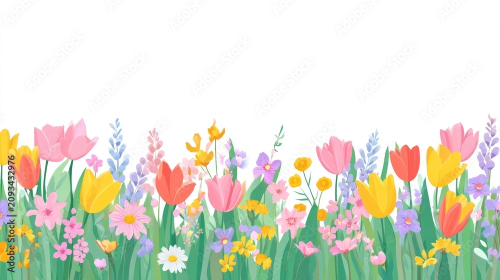 Obraz premium Colorful spring floral border