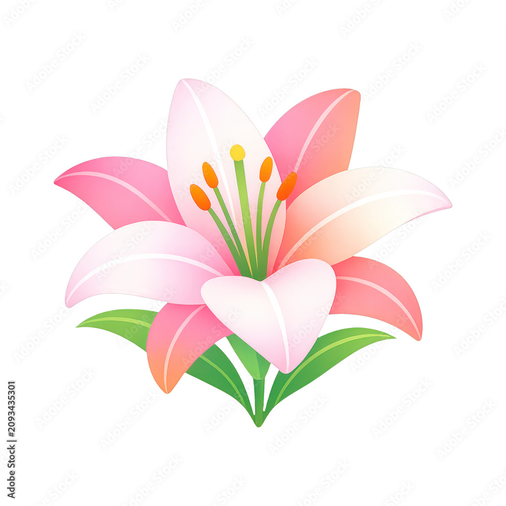Obraz premium PNG Elegant pink lily illustration