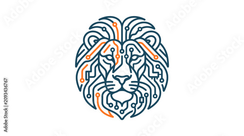 Tech Lion Circuit Board Logo Vector