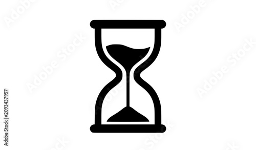 Modern black hourglass silhouette icon vector for countdown waiting productivity planning deadline and time passing concept isolated on white background