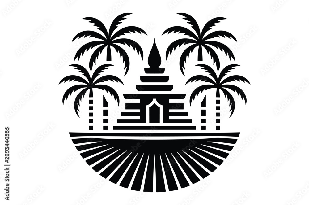 Obraz premium Palm trees black silhouettes icon set