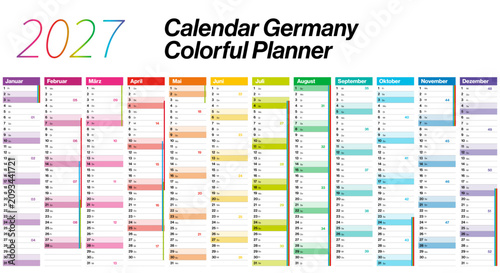 Fotografía Colorful 2027 calendar Germany planner pocket business year vector